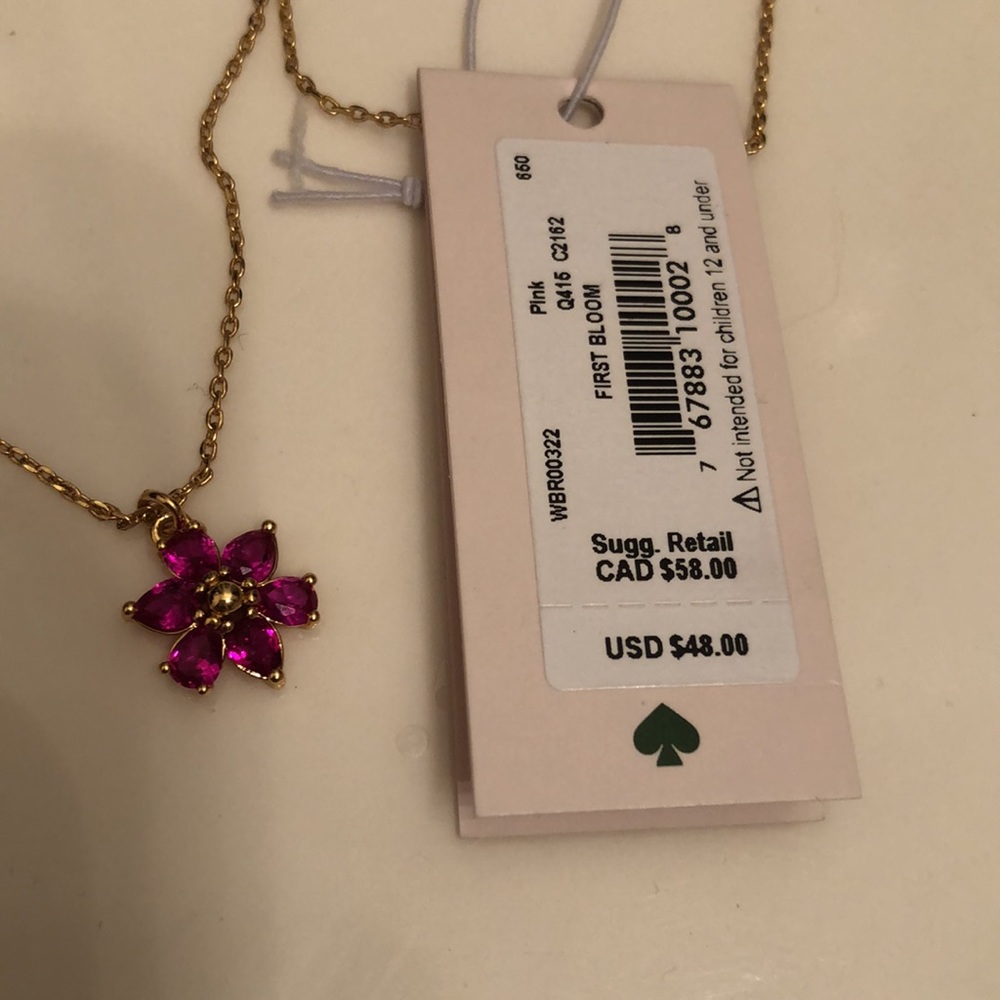 KATE SPADE “FIRST BLOOM” PINK FLOWER NECKLACE 🌸